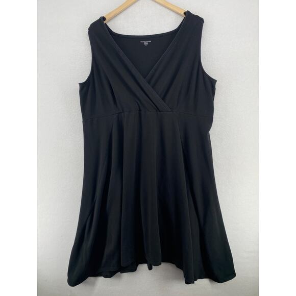 Eileen Fisher Dresses & Skirts - EILEEN FISHER Dress 2X Plus Stretch Organic Cotton Faux Wrap Midi Black USA